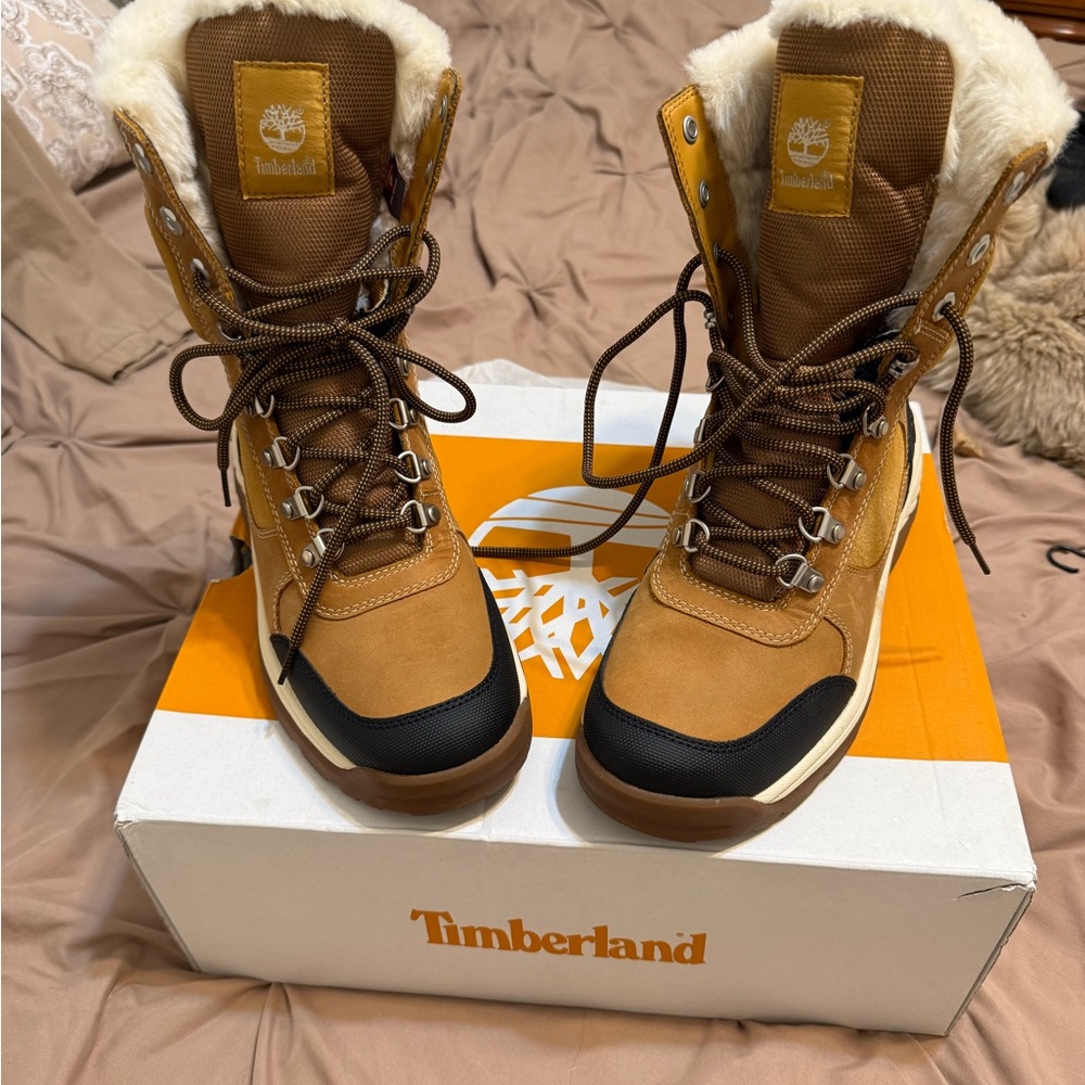 Timberland Tan and Black Winter Boots